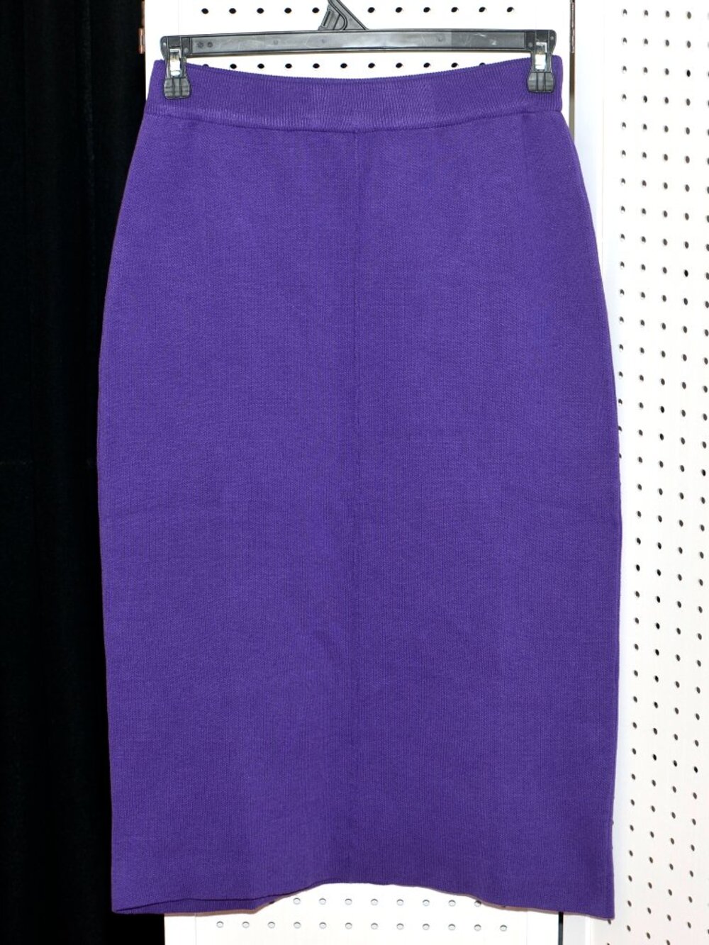 Plus Size 1X Royal Purple High Waist Knit Pencil Skirt - Midi Length